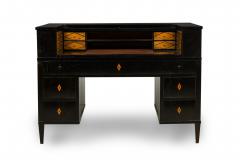 Art Deco Ebonized Pearwood Two Tier Tambour Top Writing Desk - 4171616