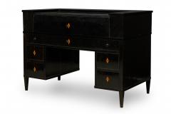 Art Deco Ebonized Pearwood Two Tier Tambour Top Writing Desk - 4171626
