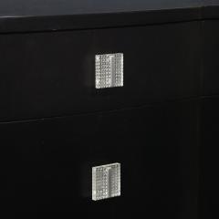 Art Deco Ebonized Walnut Low Chest W Molded Lucite Pulls - 4037859