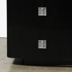 Art Deco Ebonized Walnut Low Chest W Molded Lucite Pulls - 4037864
