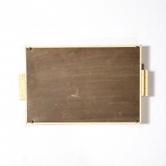 Art Deco Eglomise Cubist Graphic Geometric Motif Tray w Cream Lacquered Border - 4622956