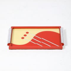 Art Deco Eglomise Graphic Geometric Detailed Tray in Vermillion Red Yellow - 4654175