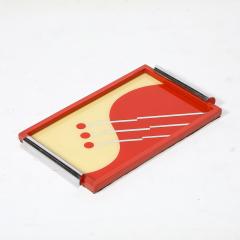 Art Deco Eglomise Graphic Geometric Detailed Tray in Vermillion Red Yellow - 4654176