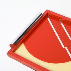 Art Deco Eglomise Graphic Geometric Detailed Tray in Vermillion Red Yellow - 4654213