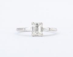 Art Deco Emerald Cut 1 07carat Diamond Engagement Ring with Baguettes GIA cert - 2327124