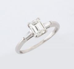 Art Deco Emerald Cut 1 07carat Diamond Engagement Ring with Baguettes GIA cert - 2327125