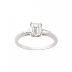 Art Deco Emerald Cut 1 07carat Diamond Engagement Ring with Baguettes GIA cert - 2327590