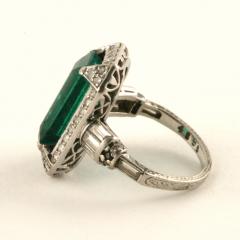 Art Deco Emerald Diamond and Platinum Ring - 272895