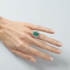 Art Deco Emerald Diamond and Platinum Ring - 1034553