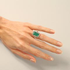 Art Deco Emerald Diamond and Platinum Ring - 1034554