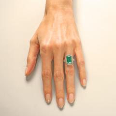 Art Deco Emerald Diamond and Platinum Ring - 1034555