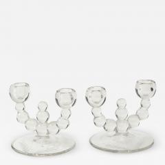 Art Deco Etched Glsss Candlesticks - 1861446