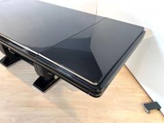 Art Deco Expandable Dining Table Black Lacquer and Chrome France circa 1930 - 4214462