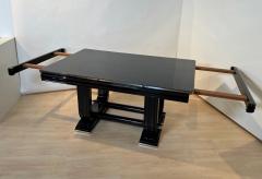 Art Deco Expandable Dining Table Black Lacquer and Chrome France circa 1930 - 4214464