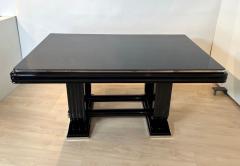 Art Deco Expandable Dining Table Black Lacquer and Chrome France circa 1930 - 4214465