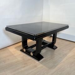 Art Deco Expandable Dining Table Black Lacquer and Chrome France circa 1930 - 4214466