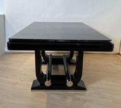 Art Deco Expandable Dining Table Black Lacquer and Chrome France circa 1930 - 4214467