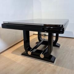 Art Deco Expandable Dining Table Black Lacquer and Chrome France circa 1930 - 4214468