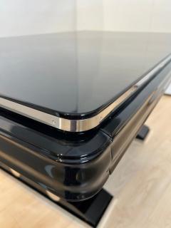 Art Deco Expandable Dining Table Black Lacquer and Chrome France circa 1930 - 4214471