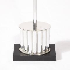 Art Deco Fire Tool Set in Nickel with Fluted Detailing and Black Enamel - 3752107