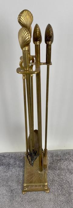 Art Deco Fireplace Brass Sea Shell Design Tools - 3450497