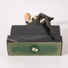 Art Deco Flapper Girl Sculpture In Bronze Resin on Rectilinear Marble Base - 4745193