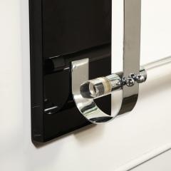 Art Deco Floating Glass Topped Black Lacquer Nickel Lucite Console Shelf - 3276058