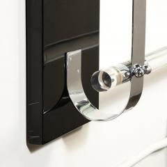 Art Deco Floating Glass Topped Black Lacquer Nickel Lucite Console Shelf - 3276139