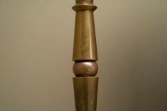 Art Deco Floor Lamp in Patinated Brass with Rattan Shade 1940s - 4395079