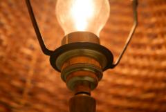 Art Deco Floor Lamp in Patinated Brass with Rattan Shade 1940s - 4395085