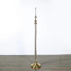 Art Deco Fluted Glass Brass Floor Lamp - 4719786