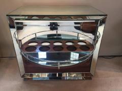 Art Deco French All Mirrored Bar Cabinet Revolving Door - 1367677