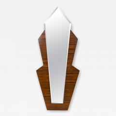 Art Deco French Cheval Wall Macassar Ebony Encased Zigzag Pentagon Mirror - 4198950