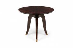 Art Deco French Circular Wooden End Side Table with Parquetry - 4656080