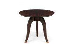 Art Deco French Circular Wooden End Side Table with Parquetry - 4656081