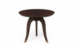 Art Deco French Circular Wooden End Side Table with Parquetry - 4656084