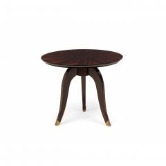 Art Deco French Circular Wooden End Side Table with Parquetry - 4708642