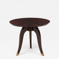 Art Deco French Circular Wooden End Side Table with Parquetry - 4708696