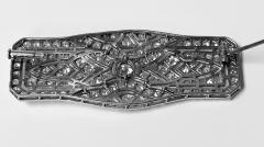 Art Deco French Diamond Platinum plaque Brooch C 1910 - 2061533