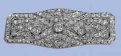 Art Deco French Diamond Platinum plaque Brooch C 1910 - 2061535
