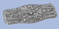 Art Deco French Diamond Platinum plaque Brooch C 1910 - 2061537
