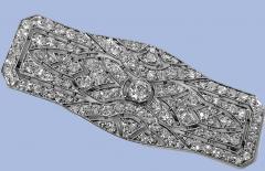 Art Deco French Diamond Platinum plaque Brooch C 1910 - 2061538