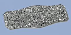 Art Deco French Diamond Platinum plaque Brooch C 1910 - 2061539