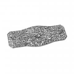 Art Deco French Diamond Platinum plaque Brooch C 1910 - 2065033