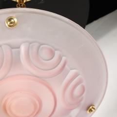 Art Deco Frosted Geometric Rose Glass Brass Fitted Pendant Chandelier - 4566428