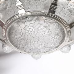 Art Deco Frosted Glass Chandelier with Stylized Cubist Floral Motif - 4623026