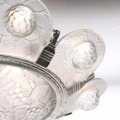 Art Deco Frosted Glass Chandelier with Stylized Cubist Floral Motif - 4623044