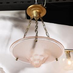 Art Deco Frosted Rose Skyscraper Style Molded Glass Chandelier W Brass Fittings - 4075288