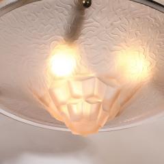 Art Deco Frosted Rose Skyscraper Style Molded Glass Chandelier W Brass Fittings - 4075360