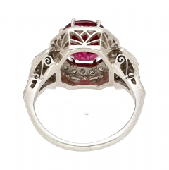 Art Deco GIA Cert 4 35 Carat No Heat Spinel Vintage Platinum Ring - 3644445